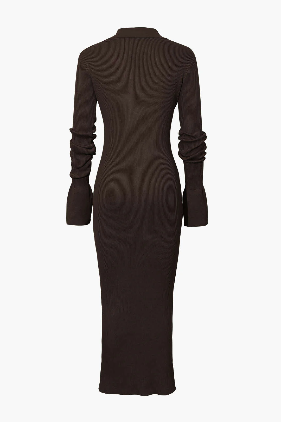 Shell Sleeve Ribbed Buttons Down Maxi Dress Mesh - Image 5
