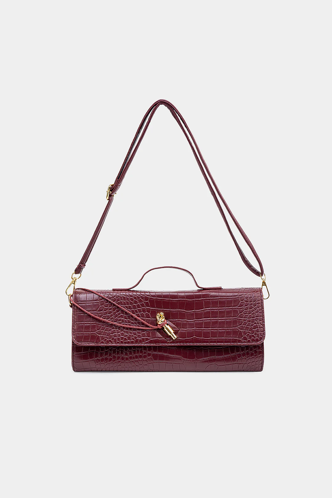 Crocodile Pattern Metallic Lock Clutch Bag - Image 2
