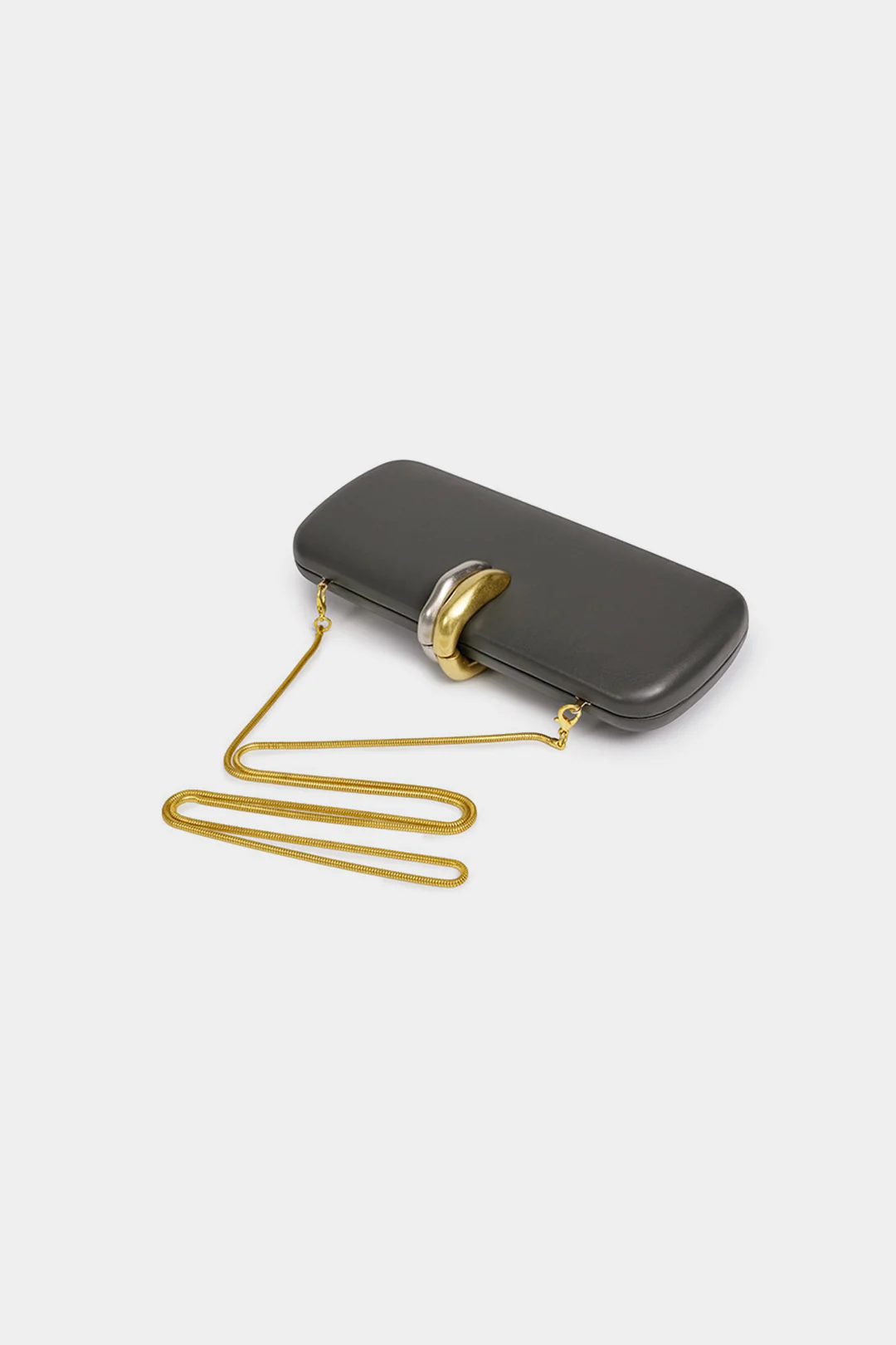 Faux Leather Metallic Chain Crossbody Clutch Bag - Image 3