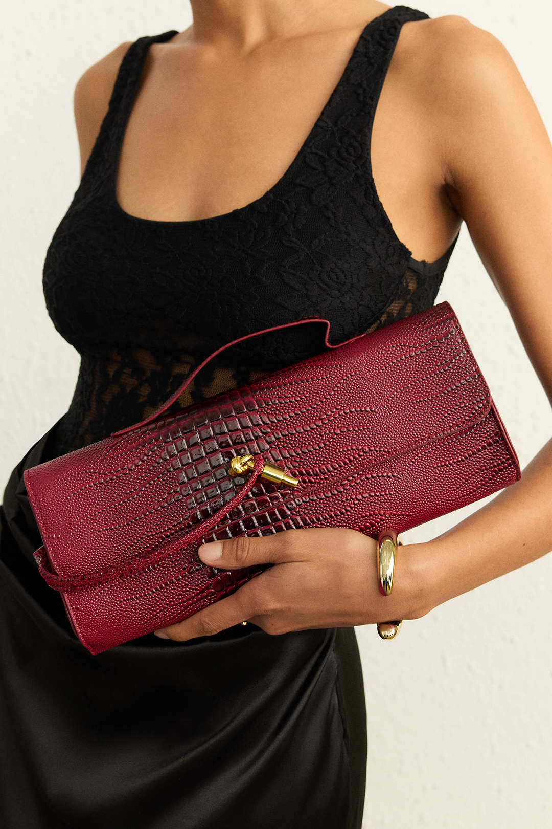 Crocodile Skin Pattern Faux Leather Clutch Bag - Image 4
