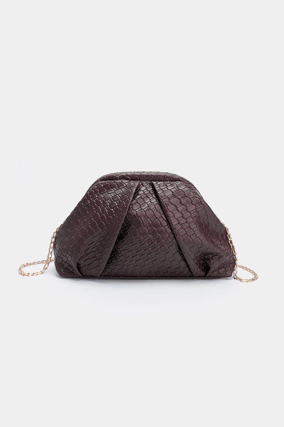 Metallic Chain Woven Clutch Bag