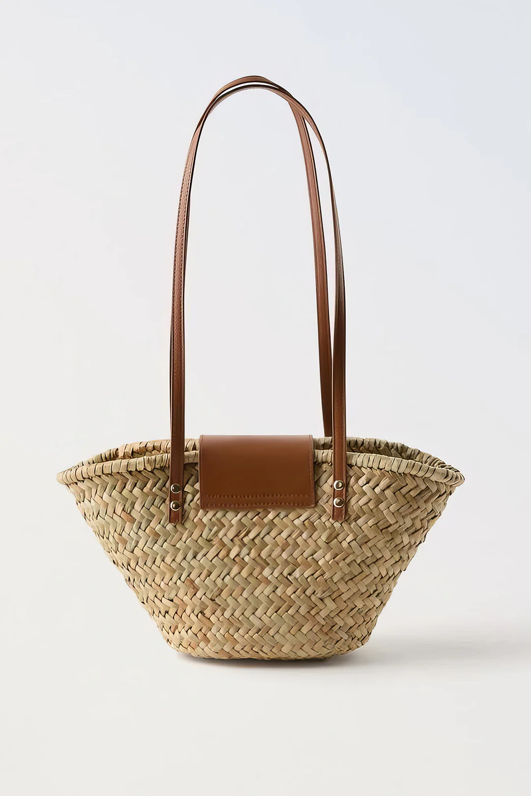 Faux Leather Rattan Patchwork Woven Shoulder Bag - Image 2