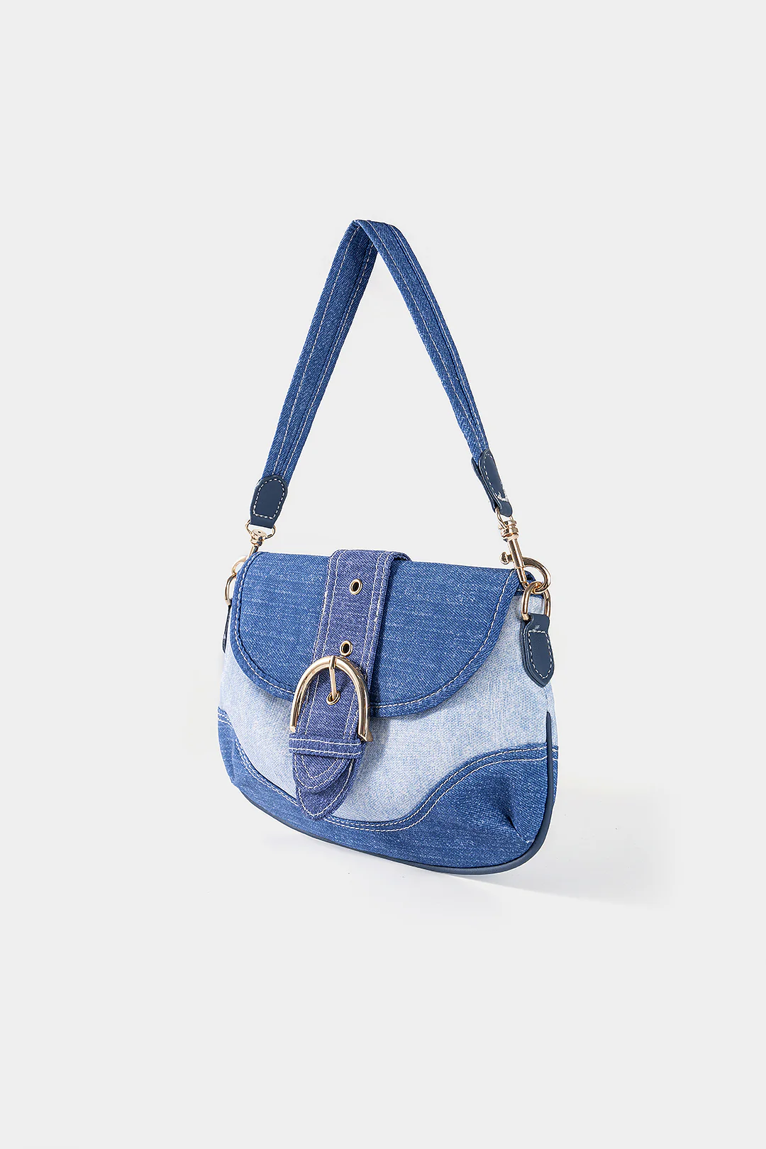Denim Patchwork Shoulder Bag - Image 2