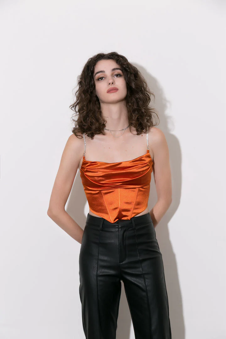 Satin Draped Corset Top - Image 6