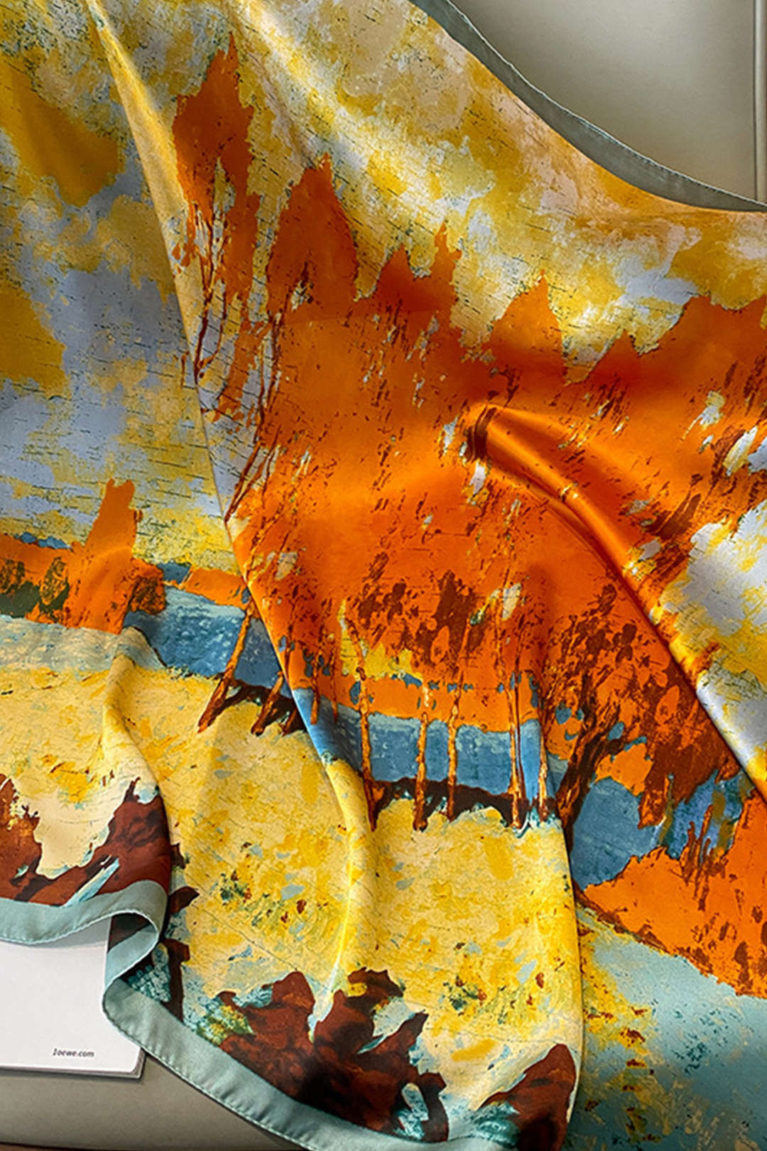 Abstract Print Satin Scarf - Image 2