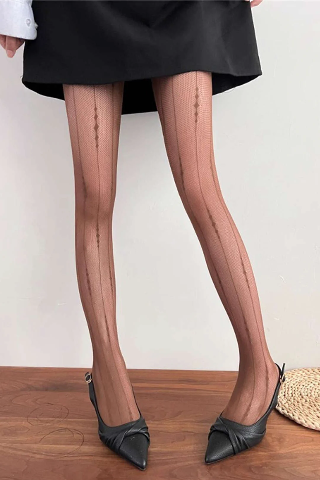 Mesh Geometric Hollow Line Sheer Tights - Image 6