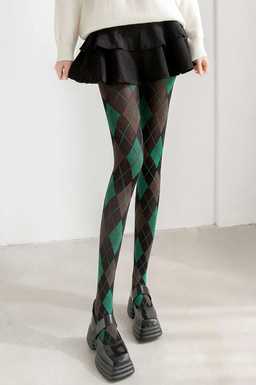 Contrast Argyle Print Tights - Image 7