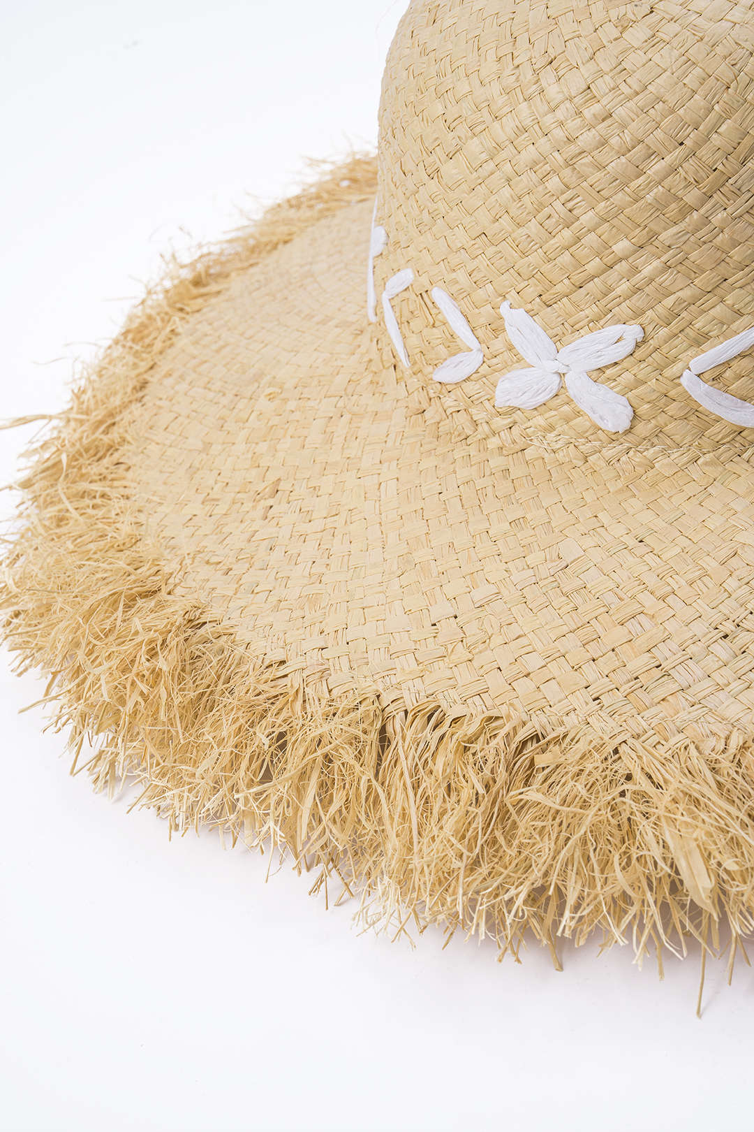 Woven Wide Brim Frayed Edge Hat - Image 2