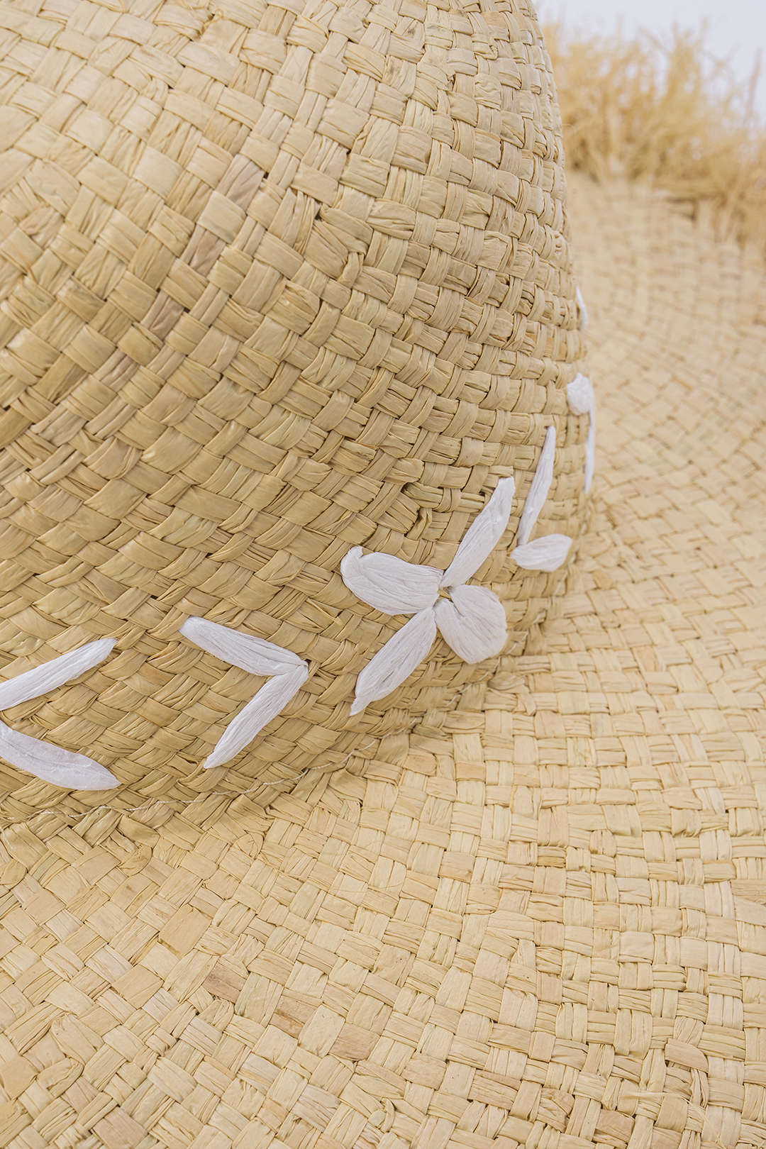 Woven Wide Brim Frayed Edge Hat - Image 3