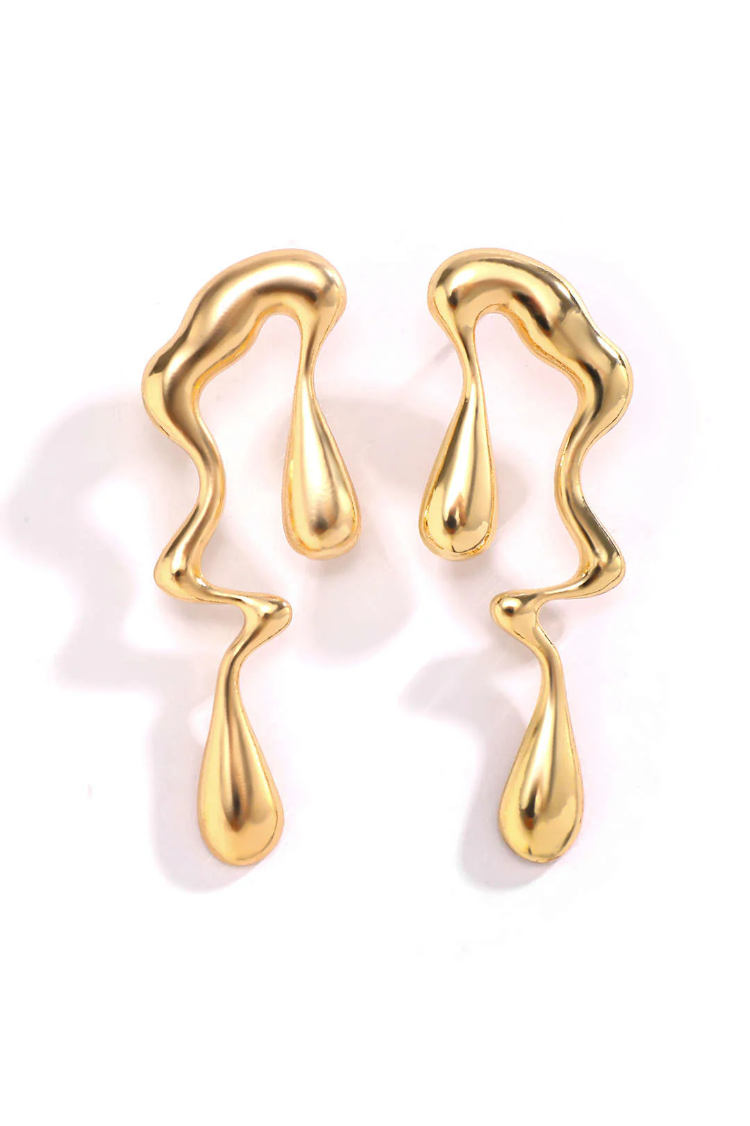 Metal Drop Asymmetrical Earrings - Image 3