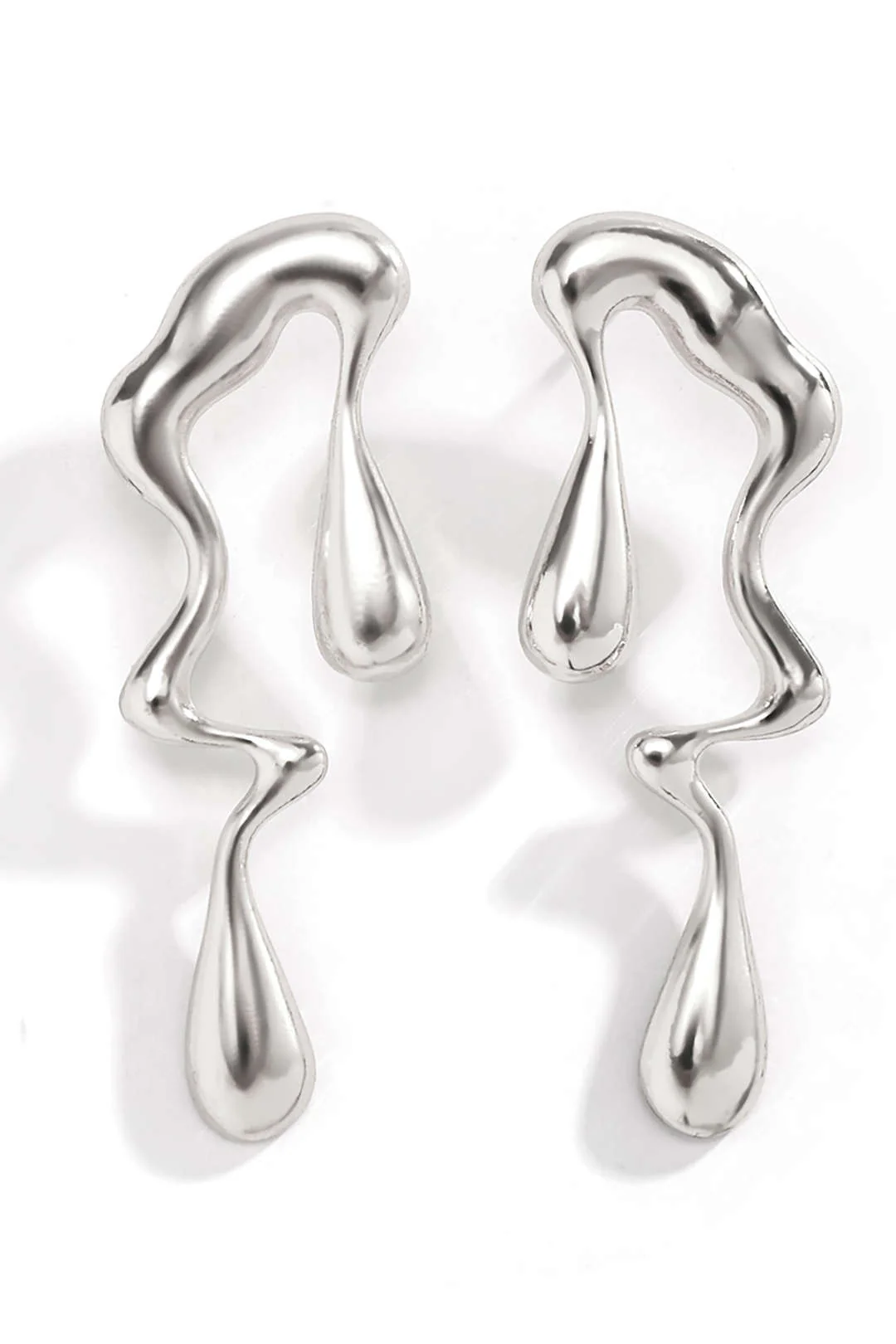 Metal Drop Asymmetrical Earrings - Image 6