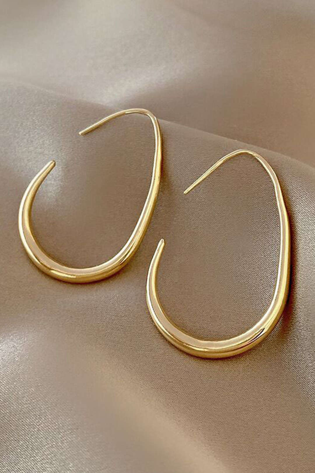 Metal Oval Earrings - Image 2