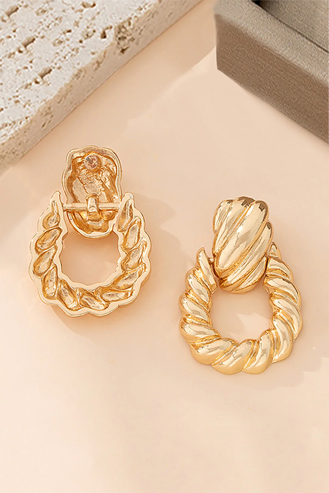 Metal Geometric Earrings - Image 2