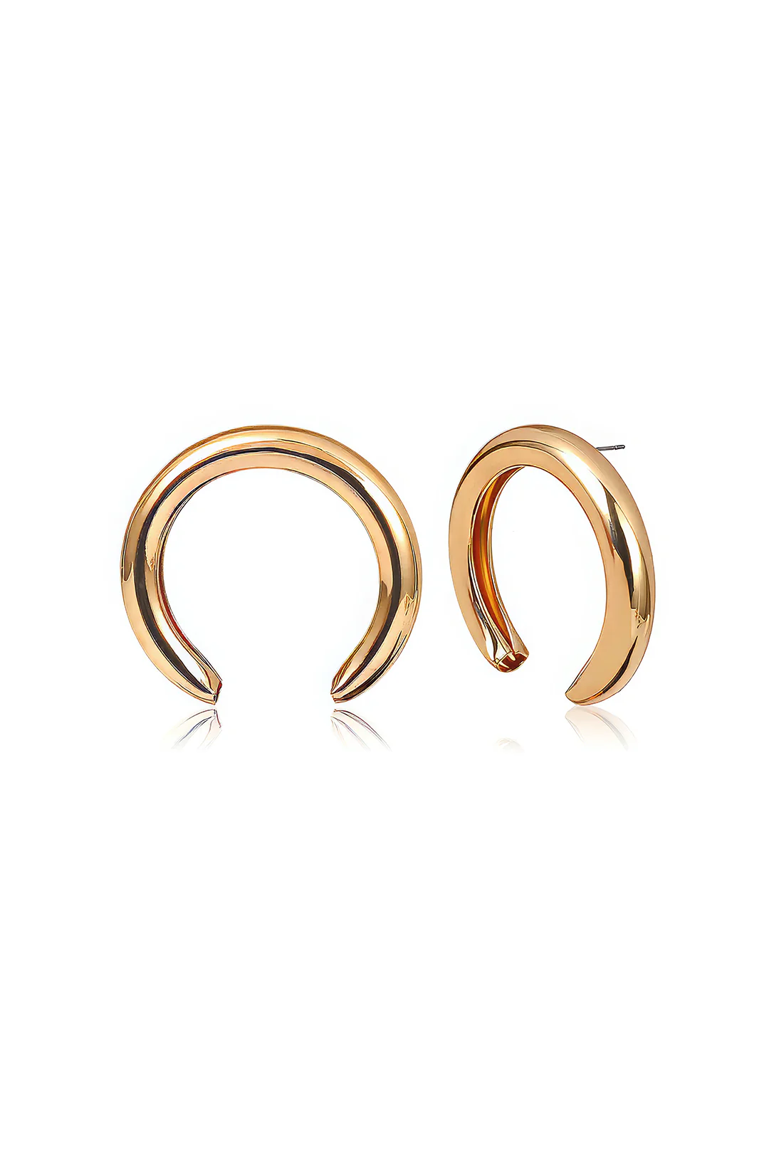 Metal Exaggerated Geometric Semicircular Earrings - Image 4