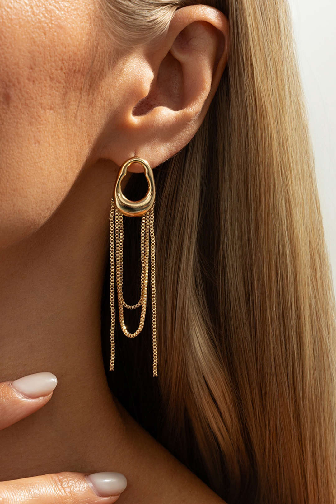 Alloy Fringe Chain Earrings - Image 3