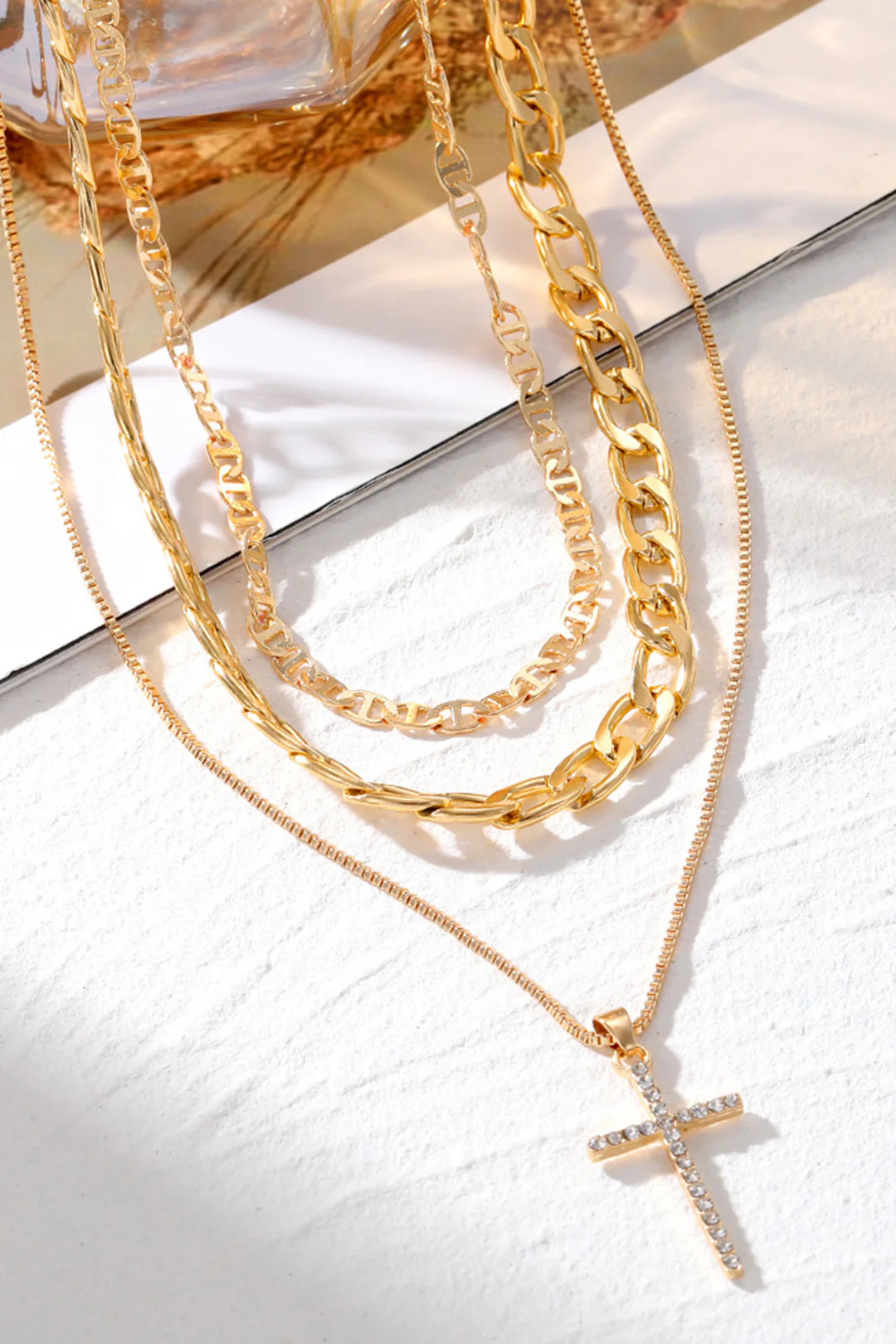 Cross Pendant Layered Necklace - Image 2