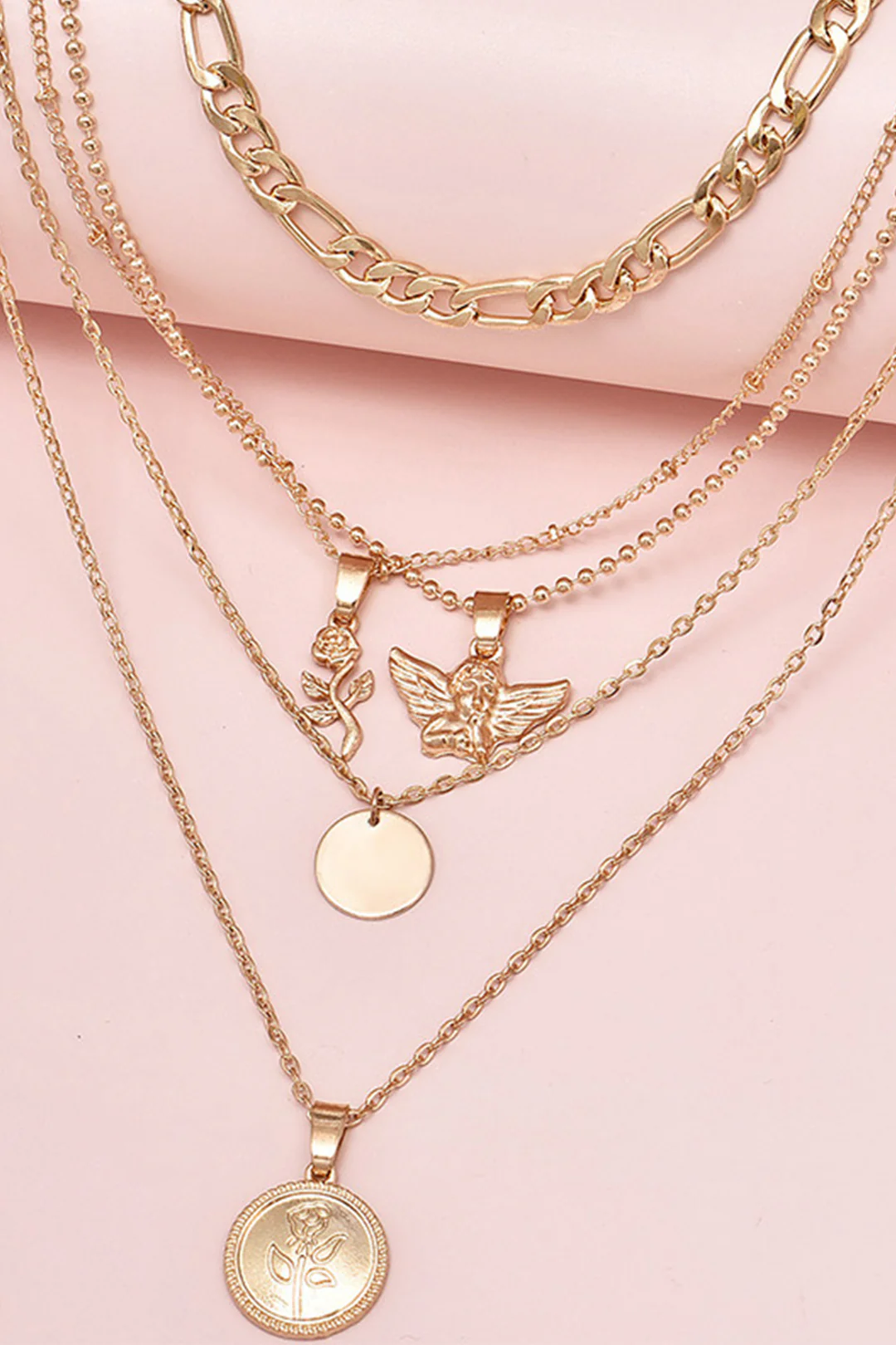 Rose Angel Layered Necklace - Image 2