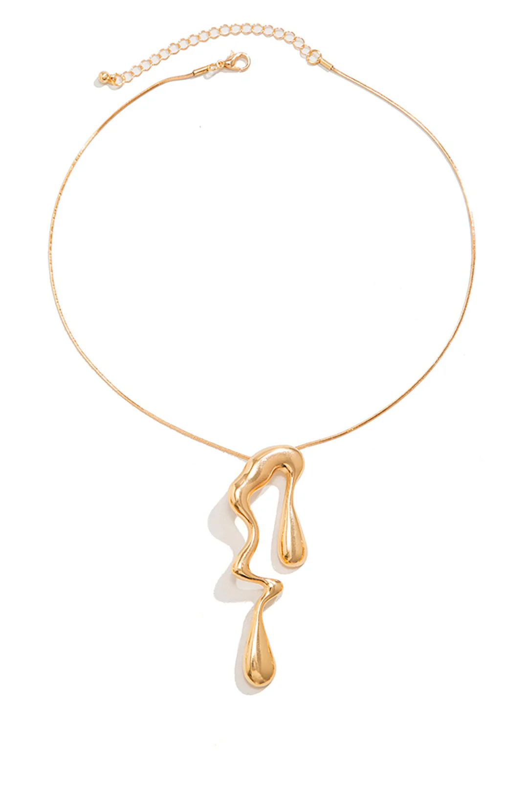 Metal Irregular Teardrop Liquid Design Necklace - Image 3