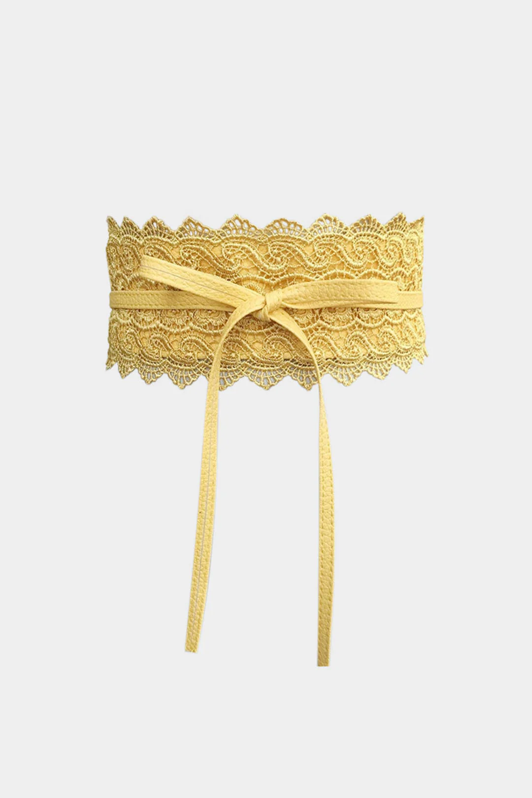 Faux Leather Patchwork Lace Trim Belt - Image 5