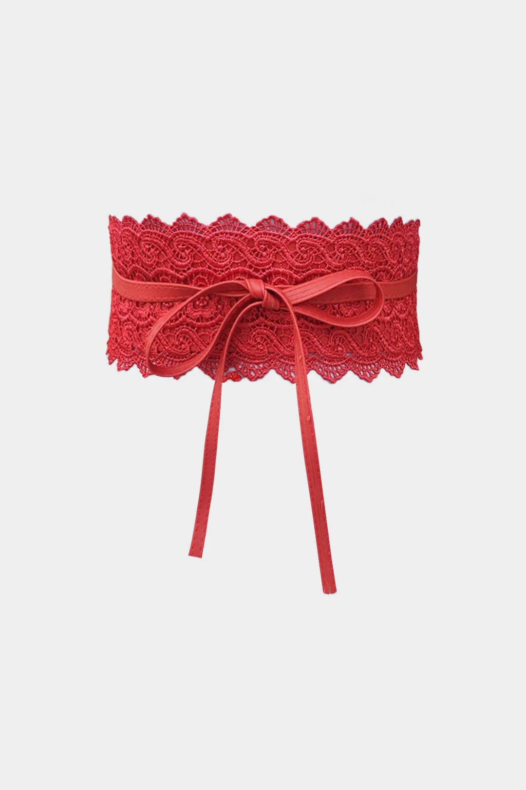 Faux Leather Patchwork Lace Trim Belt - Image 6