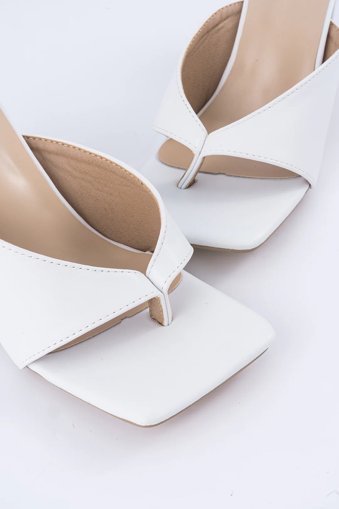 Square Stitching Detail Faux Leather Sandals - Image 4