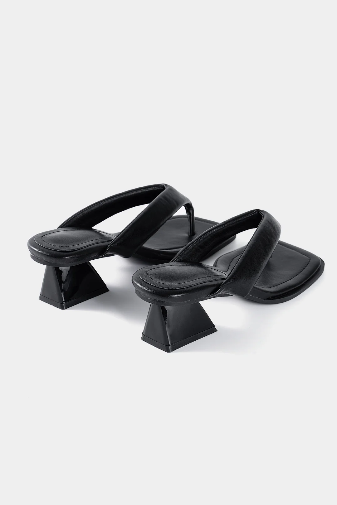 Leather Square Toe  Heel Sandals - Image 3
