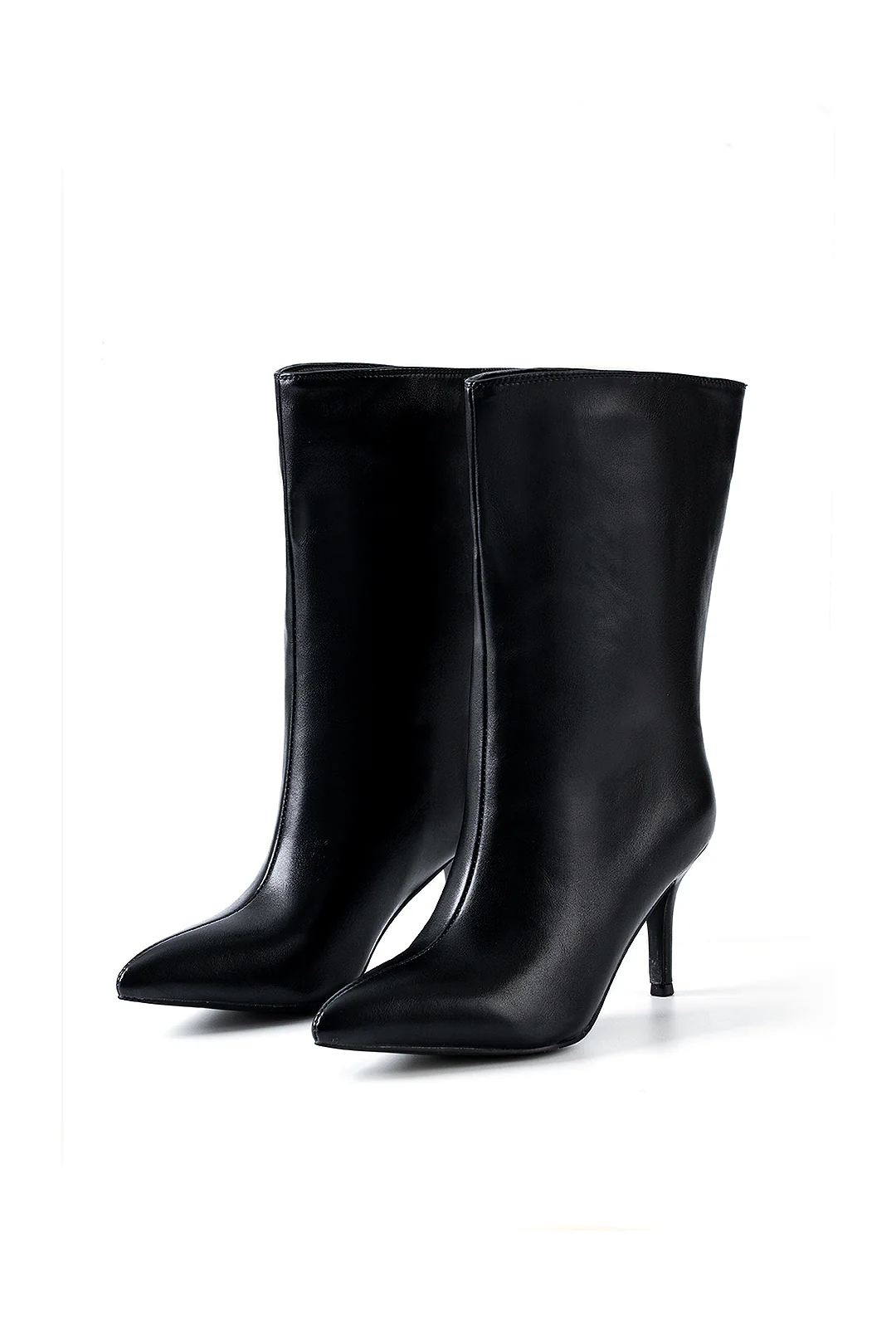 Faux Leather Pointed Toe Ankle Boots - Image 2