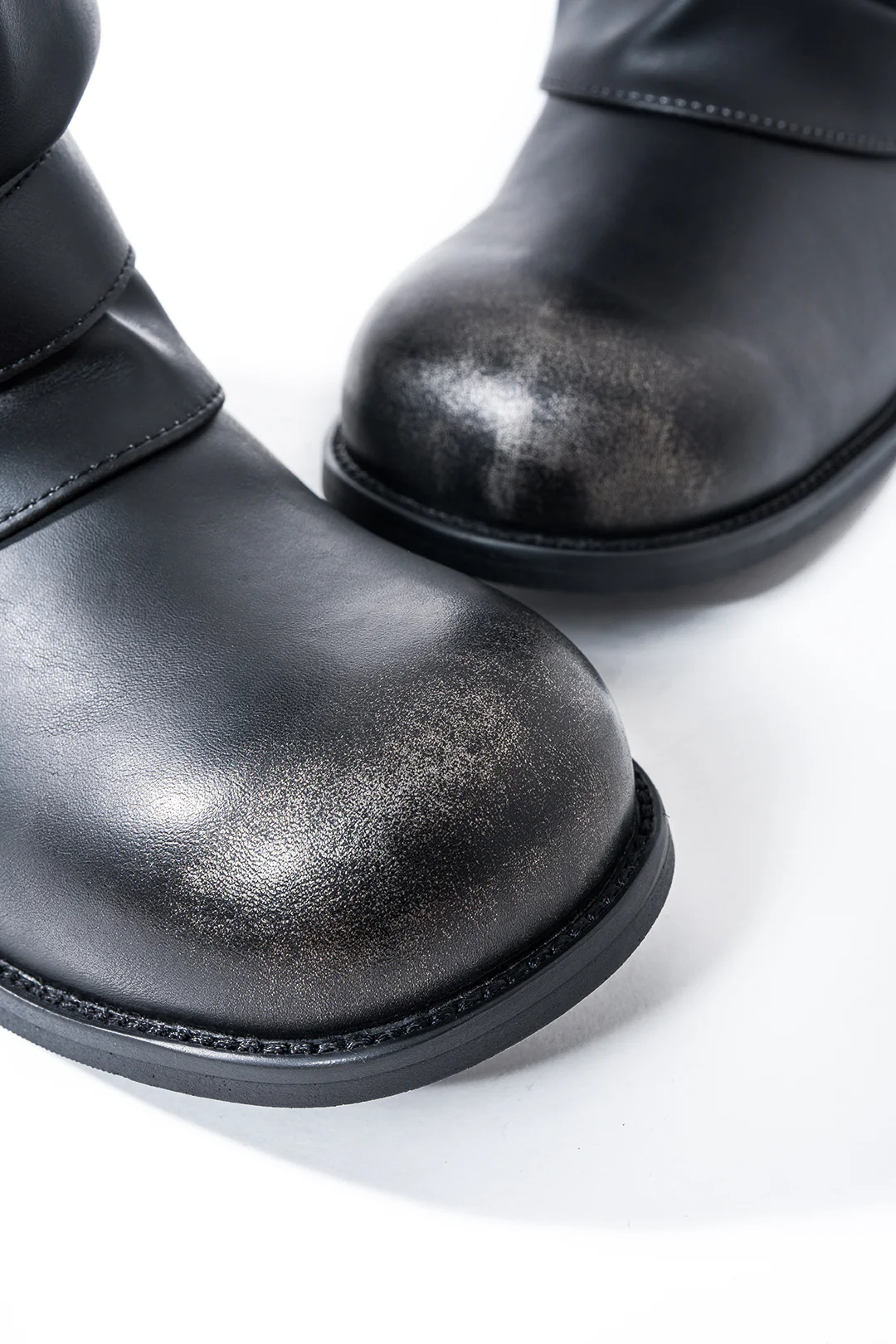 Leather Round Toe Belted Boots - Image 3