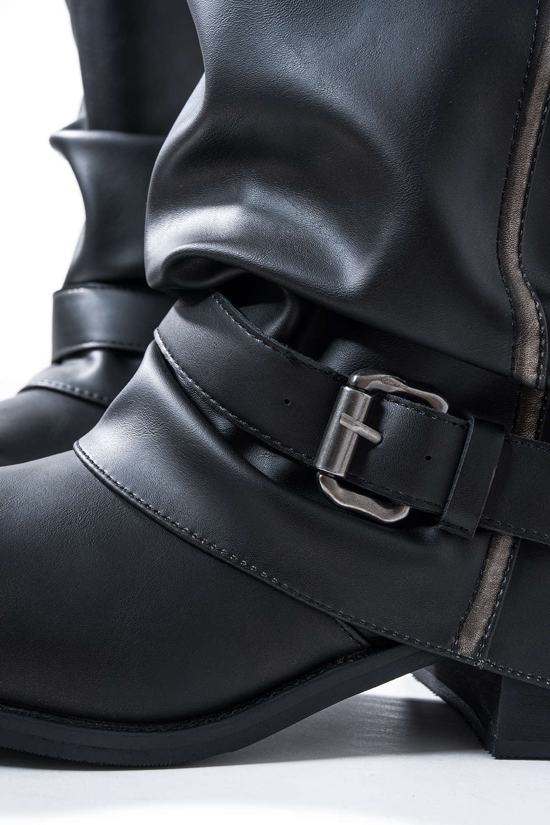 Leather Round Toe Belted Boots - Image 4