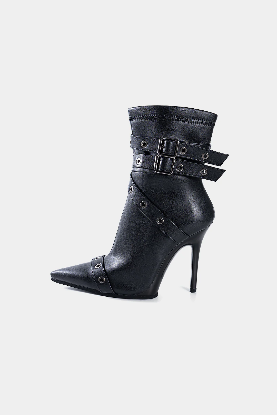 Metallic Rivets Pointed Ankle Boots - Image 2