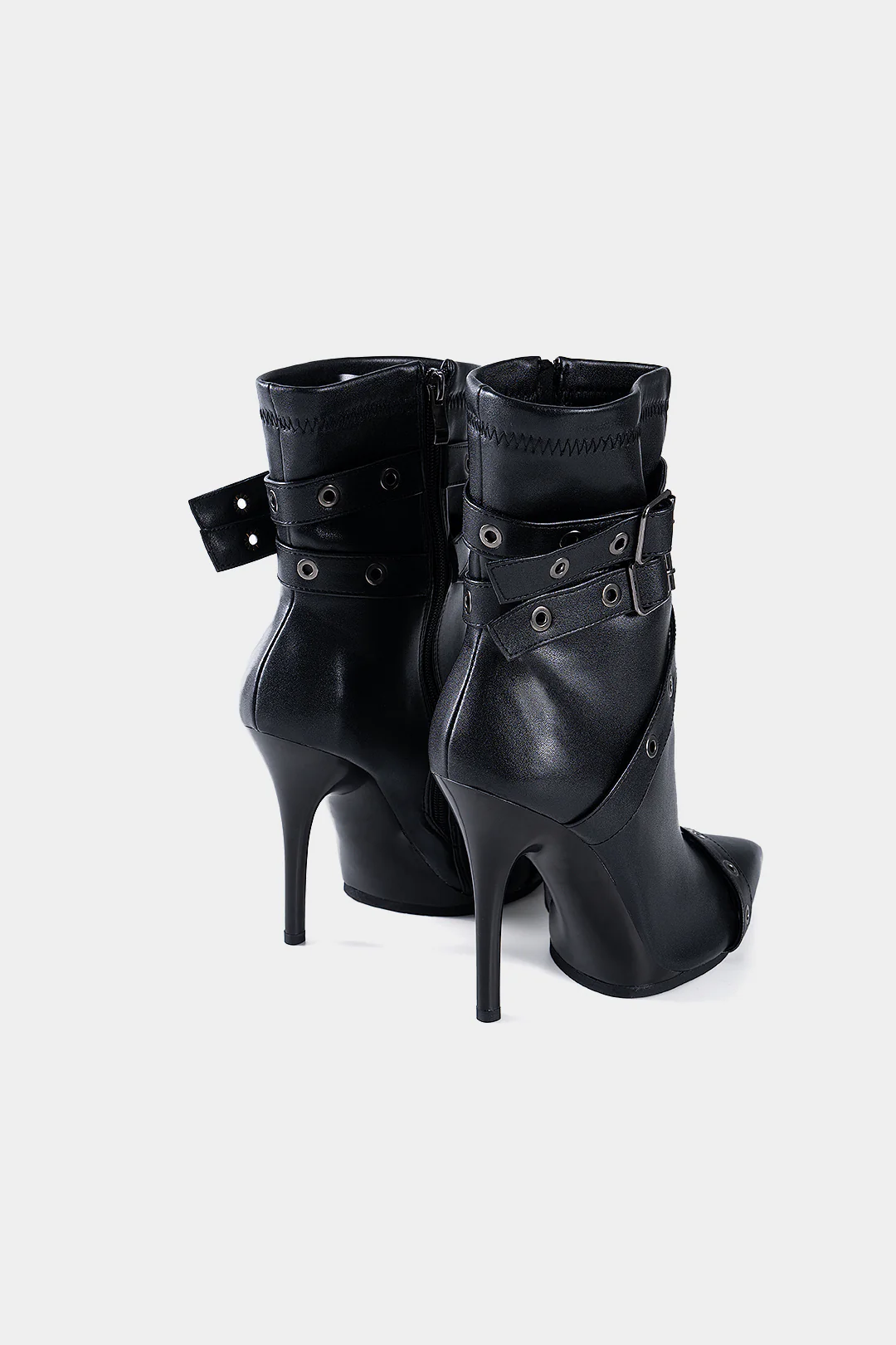 Metallic Rivets Pointed Ankle Boots - Image 3