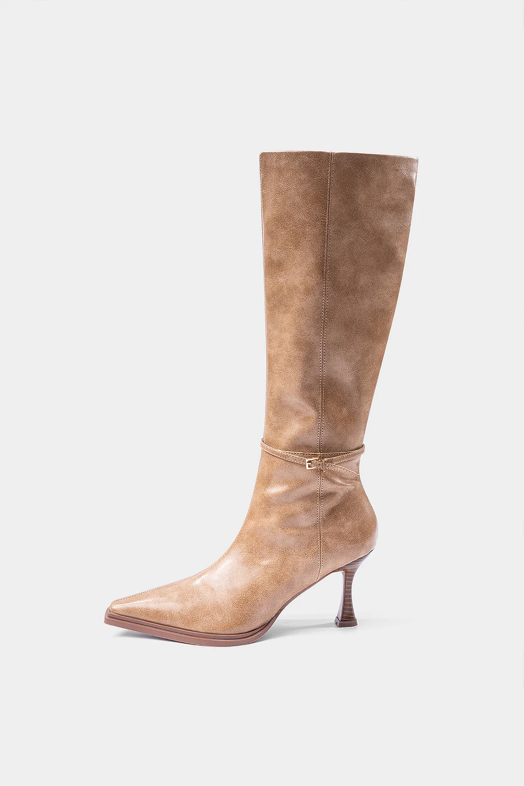 Belted Square Toe Knee High Boots - Image 2