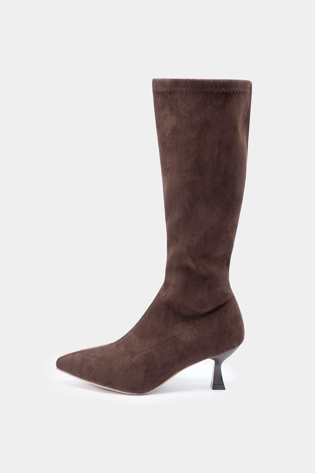 Suede Side Zipper Pointed Knee High Boots - Image 3