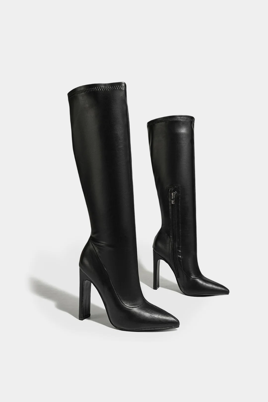 Pointed Zipper Knee High Boots - Image 4
