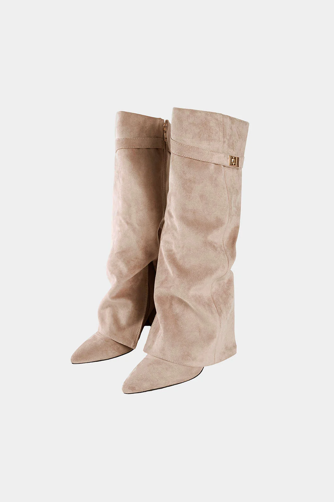 Leather Ruched Pointed Knee High Boots - Image 6