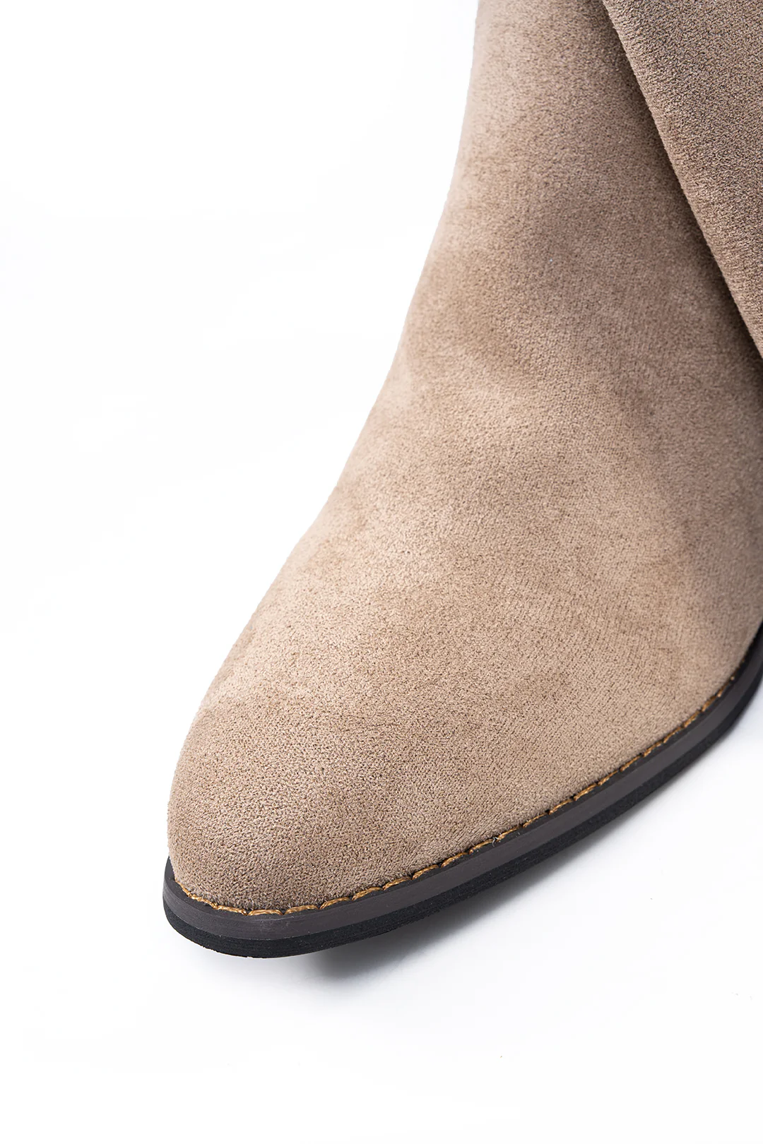 Suede Metallic Button Pointed Mid Calf Boots - Image 3