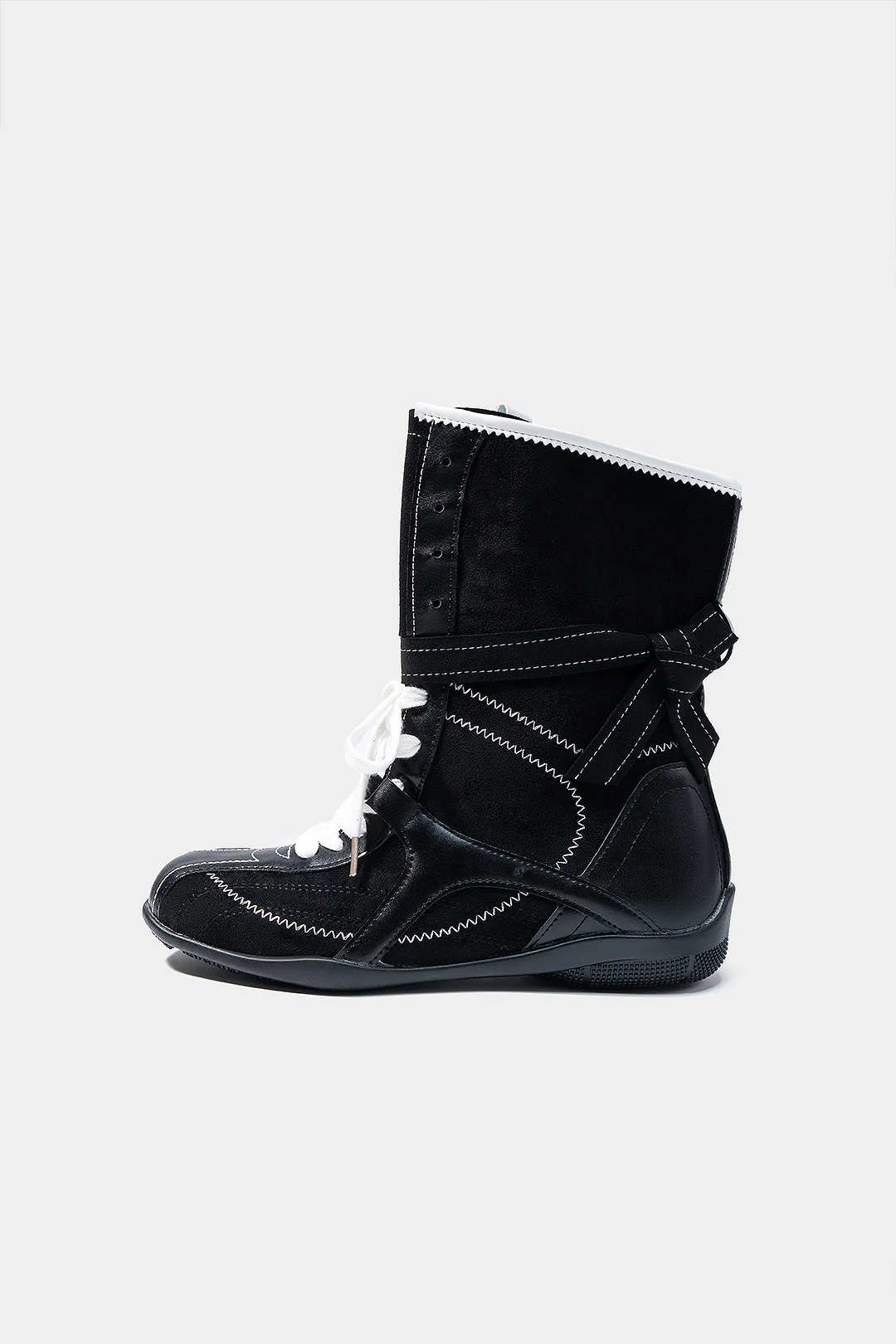 Leather Lace-Up Mid Calf Boots - Image 2