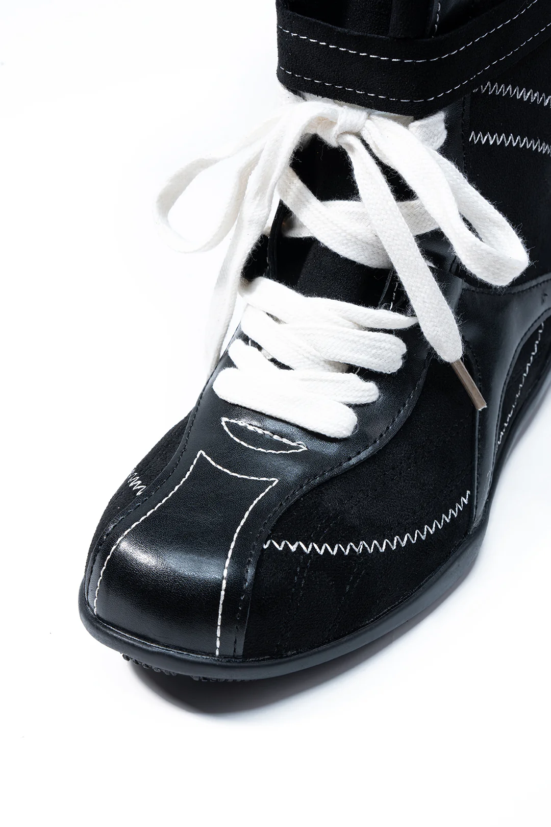 Leather Lace-Up Mid Calf Boots - Image 3
