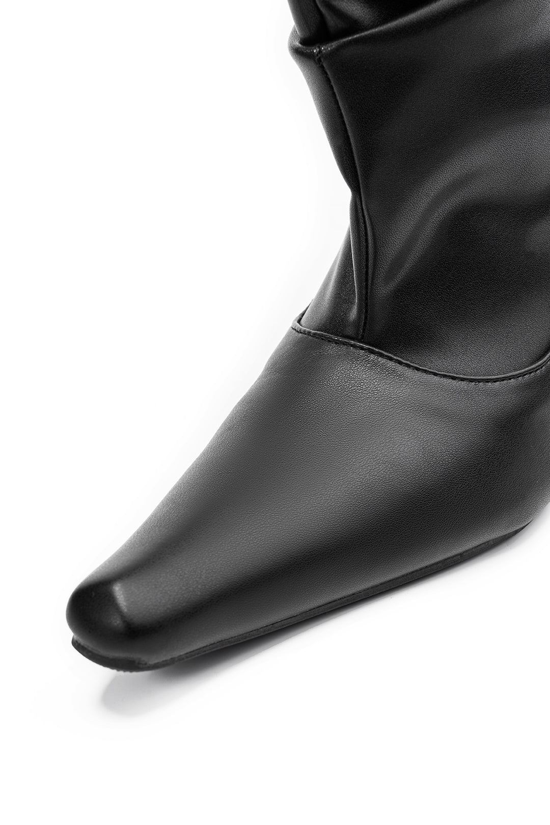 Studded Faux Leather Pointed Mid Calf Boots - Image 3