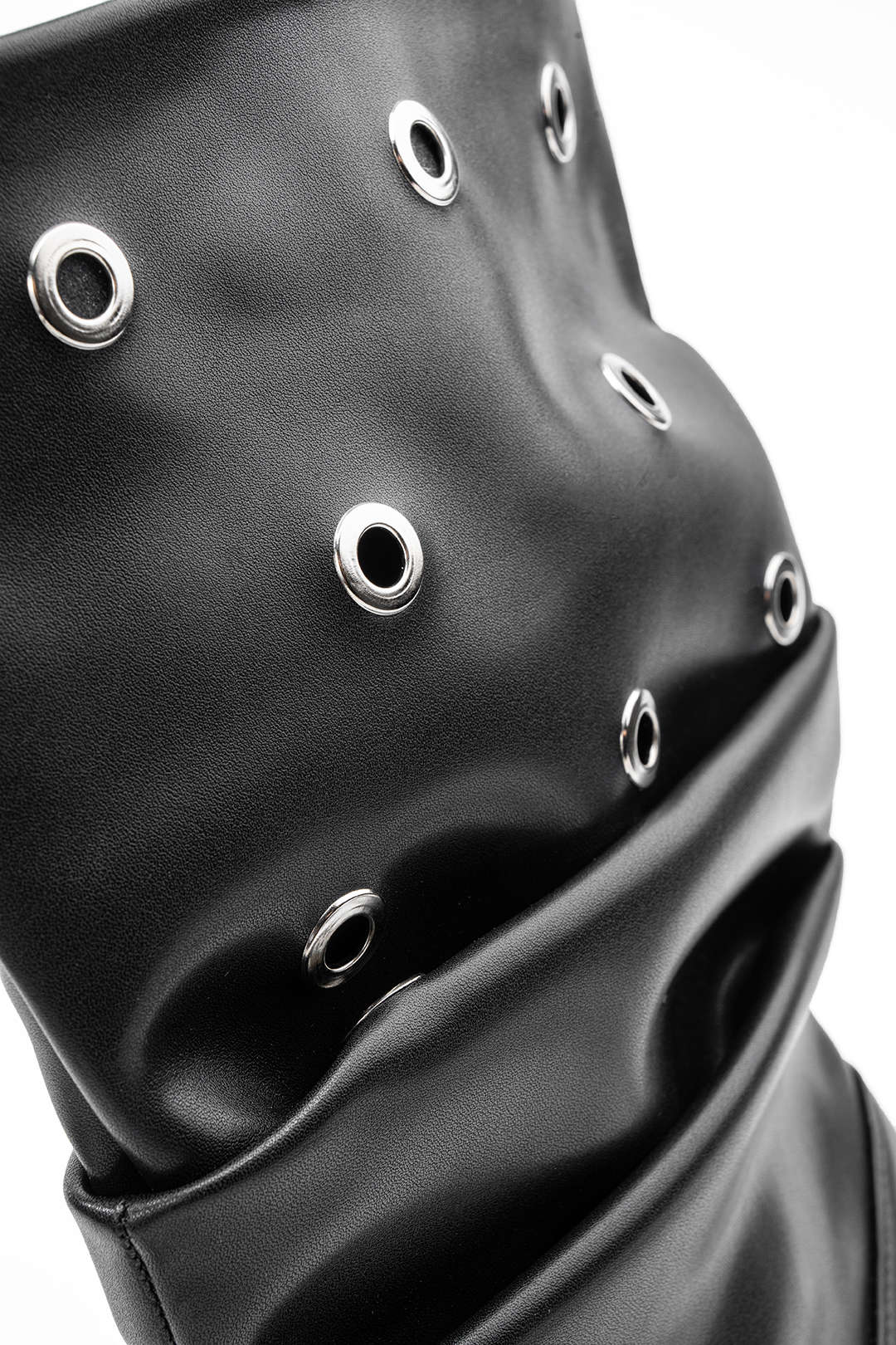 Studded Faux Leather Pointed Mid Calf Boots - Image 4