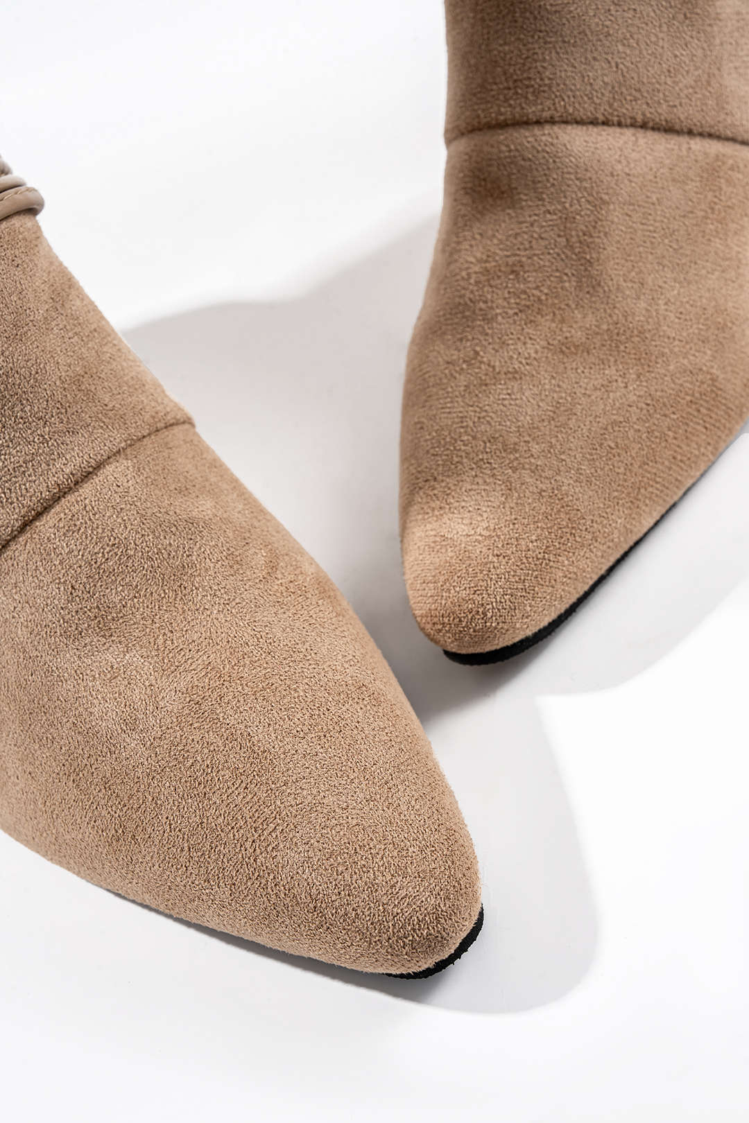 Suede Metallic Decor Pointed Ankle Boots - Image 4