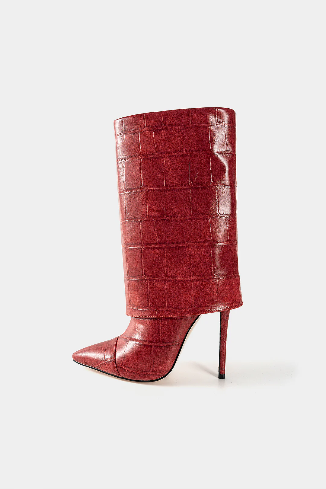 Crocodile Print Mid Calf Boots - Image 2