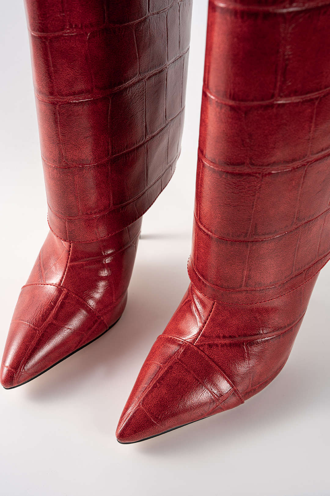 Crocodile Print Mid Calf Boots - Image 3