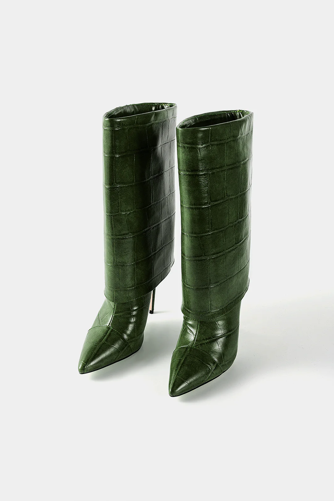 Crocodile Print Mid Calf Boots - Image 4
