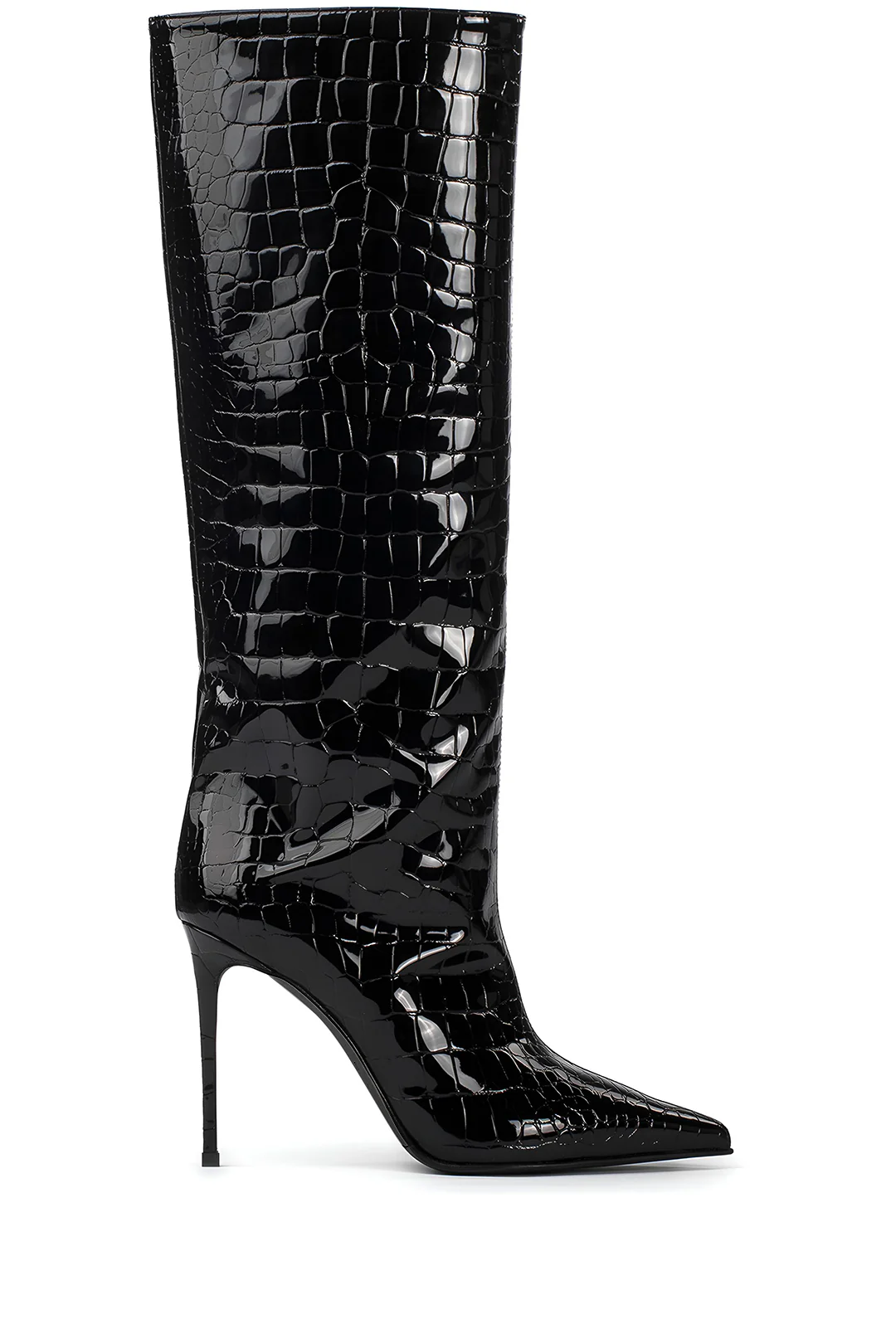 Crocodile Leather High Tube Pointed Toe Over The Knee Boots - Image 2