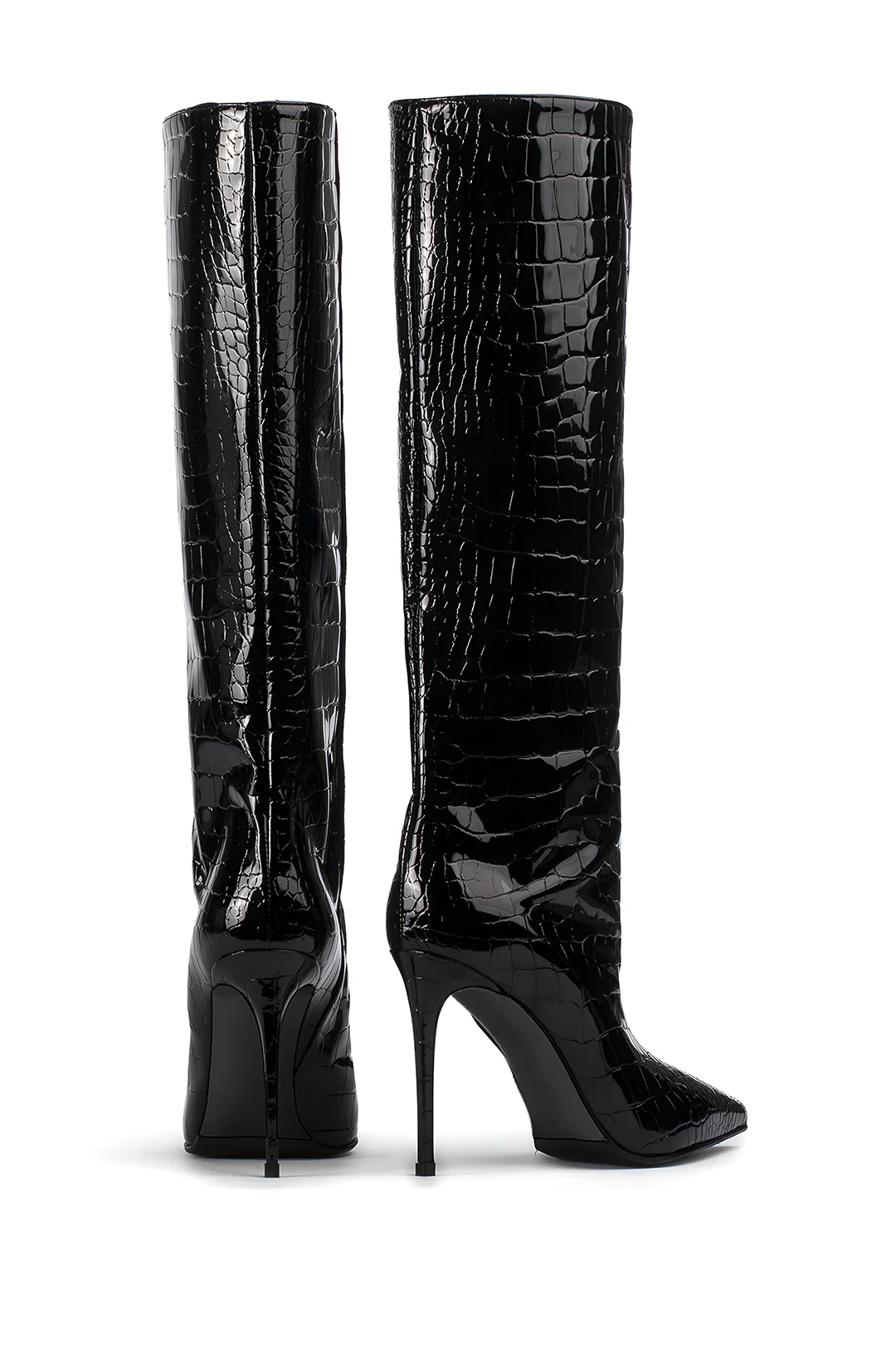 Crocodile Leather High Tube Pointed Toe Over The Knee Boots - Image 3