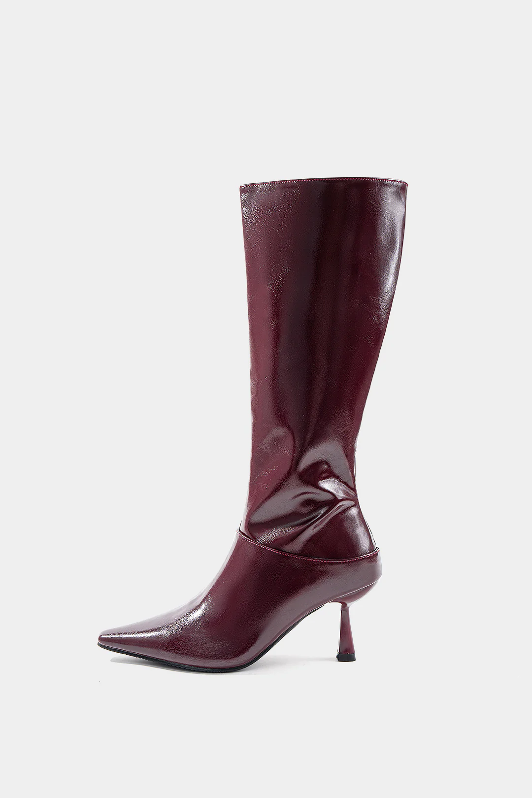 Leather Zipper Pointed Mid Calf Boots - Image 2