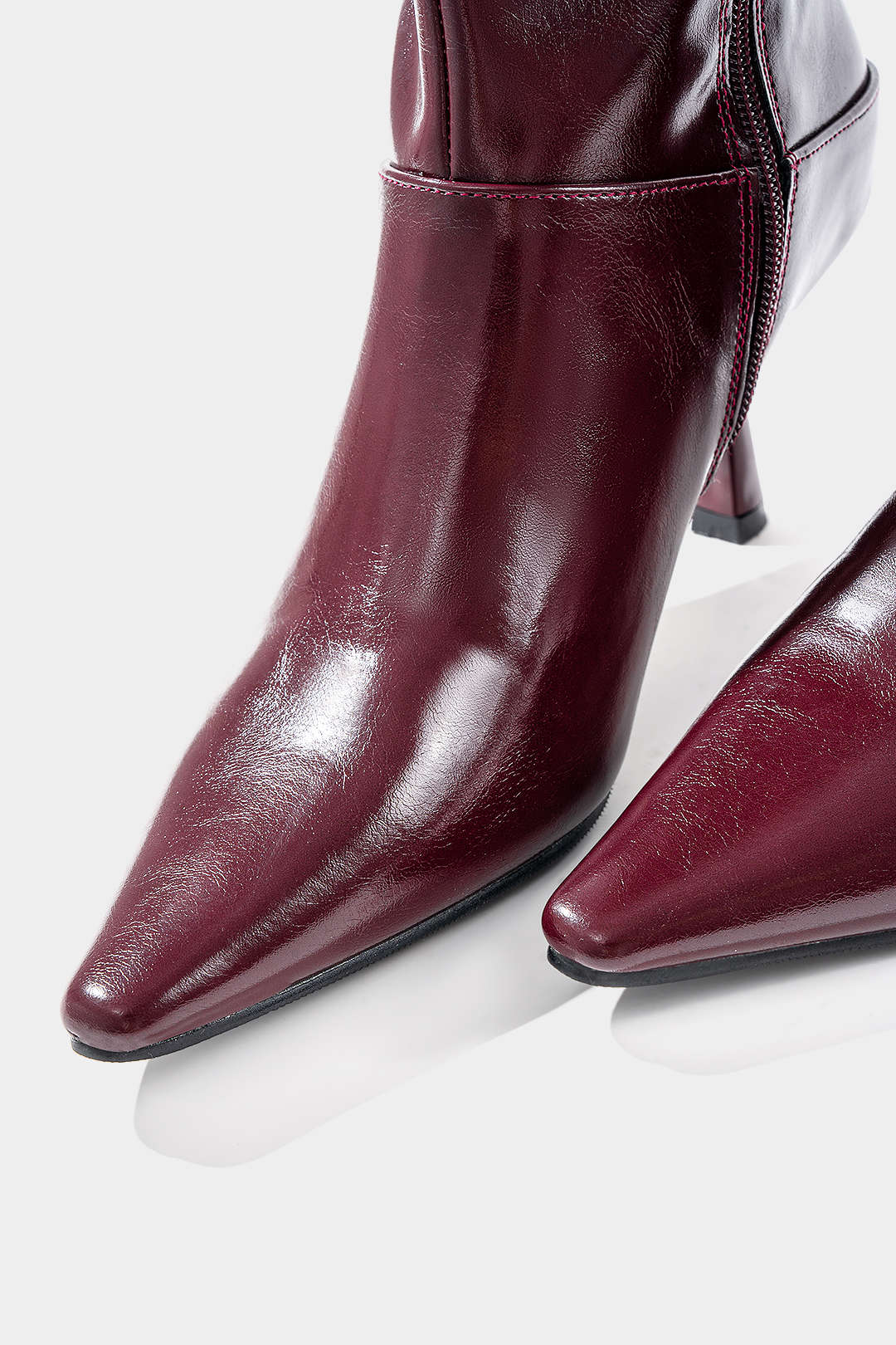 Leather Zipper Pointed Mid Calf Boots - Image 3