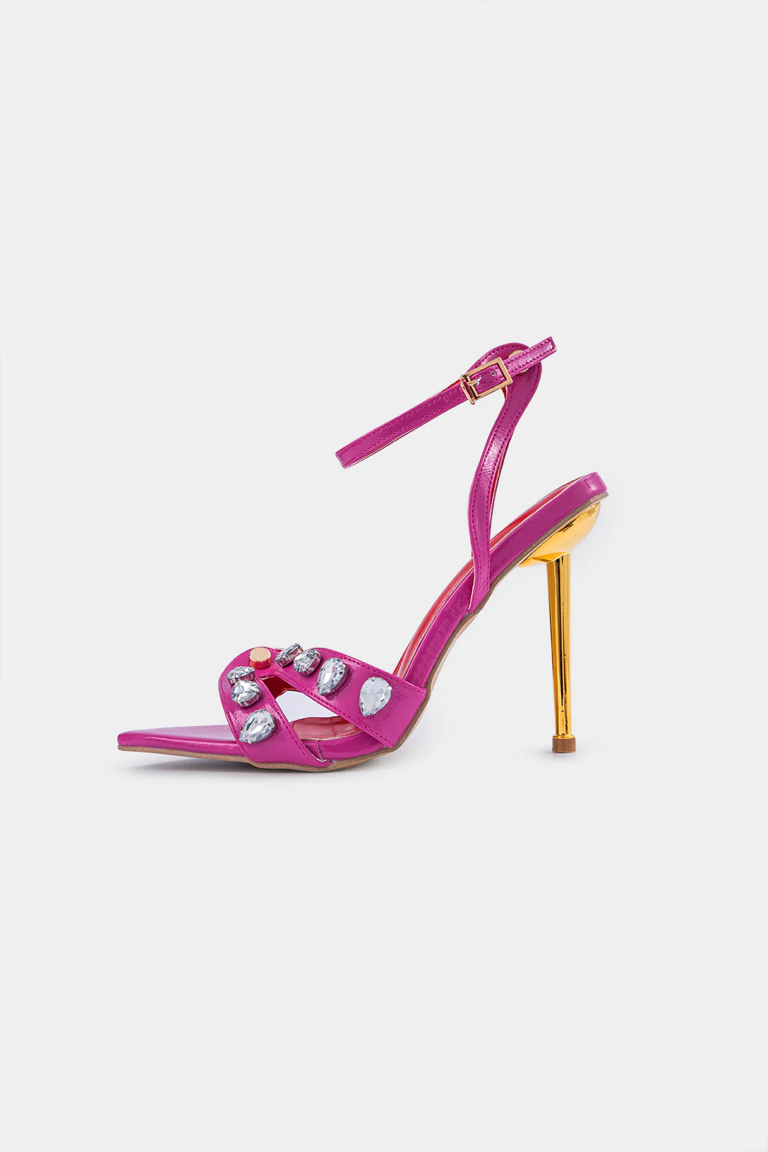 Metallic Decor Rhinestone Pointed Heels - Image 2