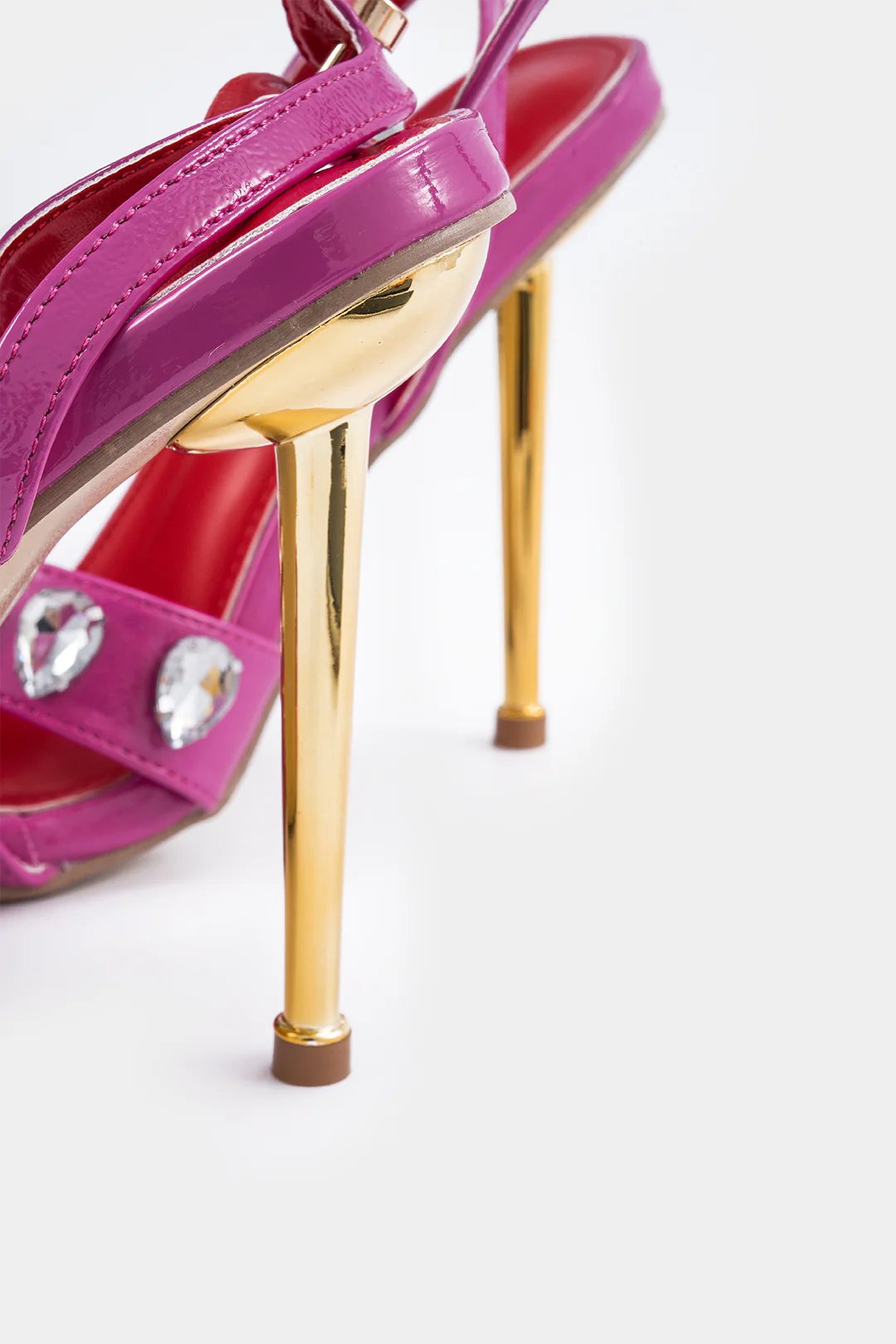 Metallic Decor Rhinestone Pointed Heels - Image 4